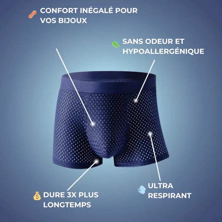 Collection de 4 boxers homme en fibre de bambou.