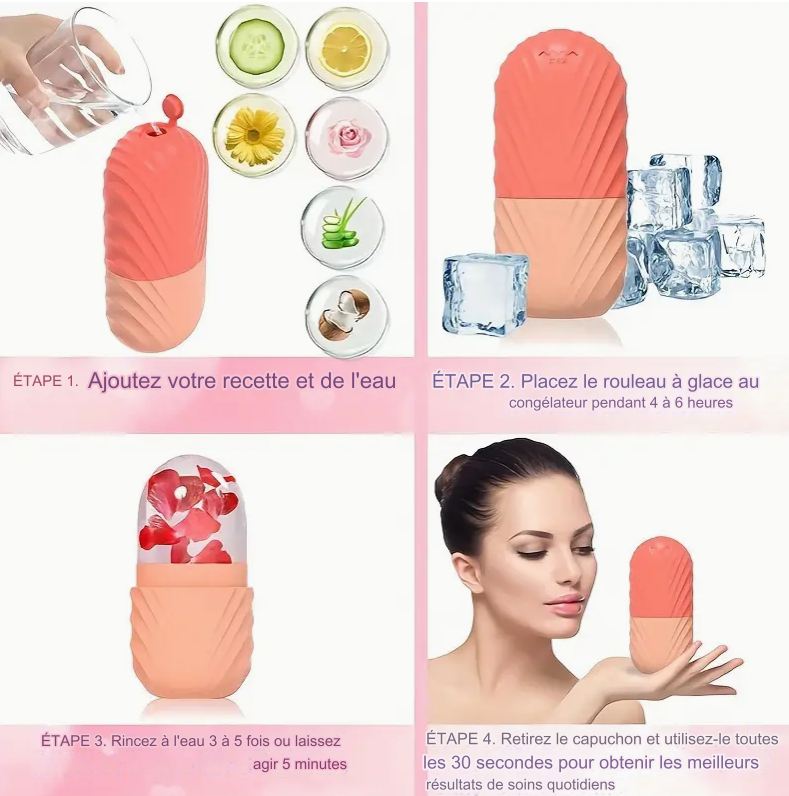 Cube de glace en silicone pour massage du visage.