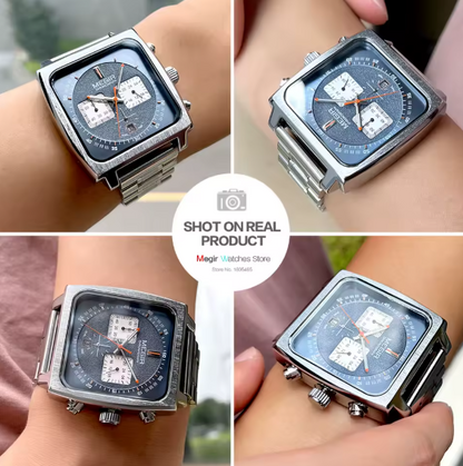 Montre à quartz carrée pour homme.