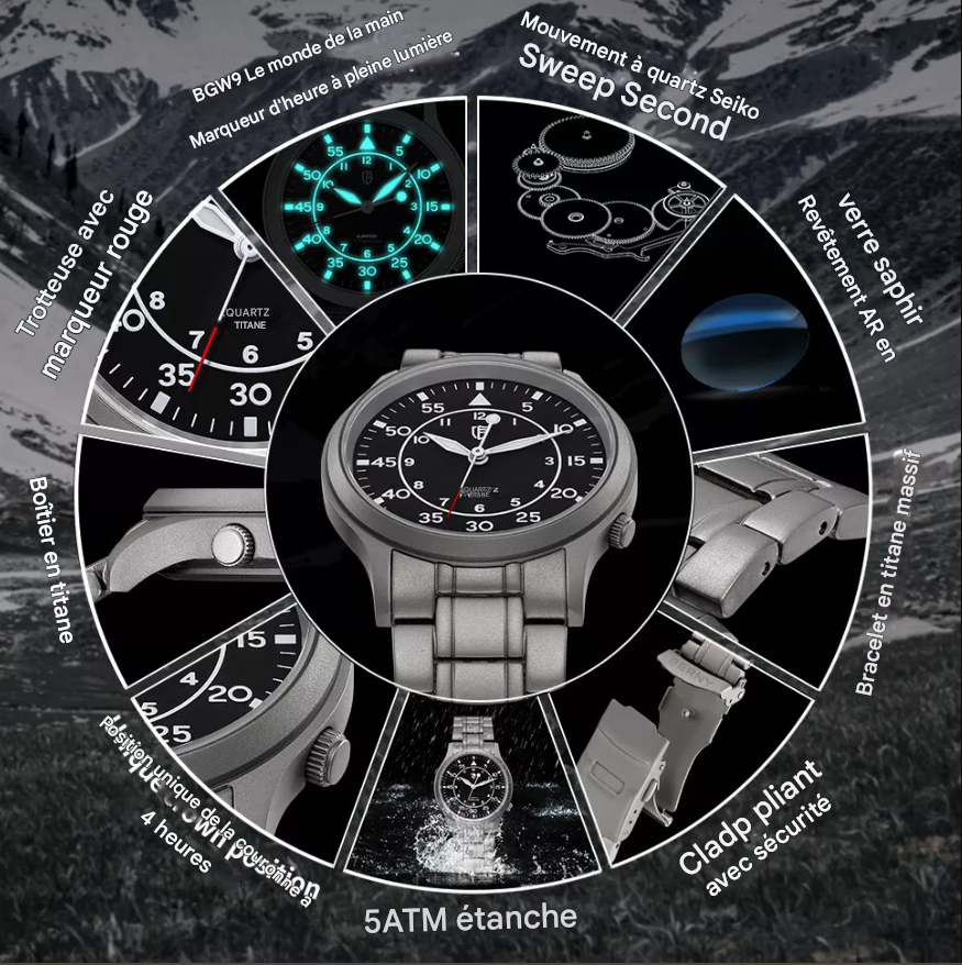 Montre BERNY en titane pour homme.