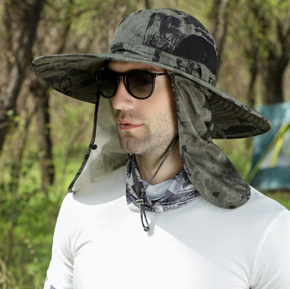 Chapeau camouflage 3 en 1 avec protection UV.