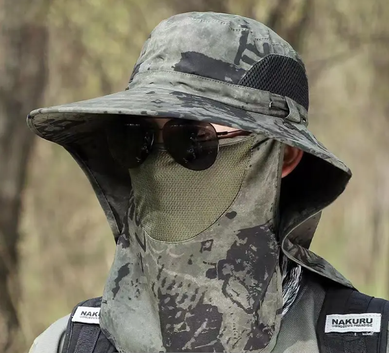 Chapeau camouflage 3 en 1 avec protection UV.