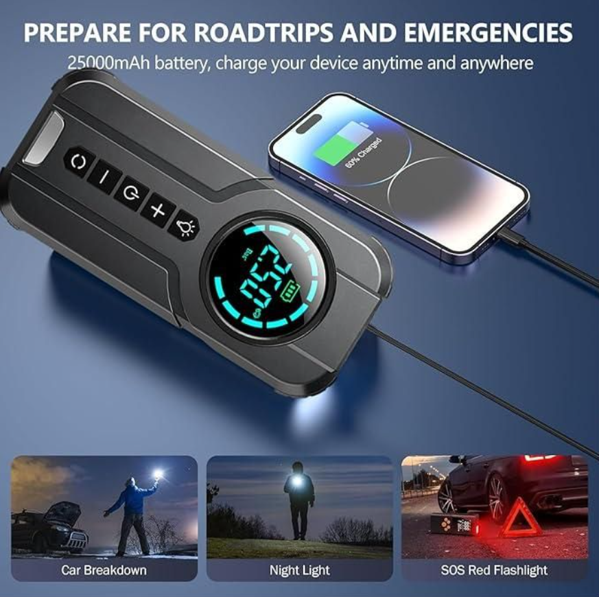 Démarreur portable Voiture 4 en 1 .