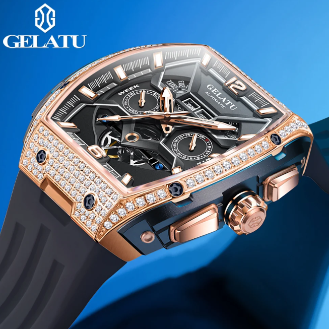 GELATU-Montres-bracelets mécaniques automatiques pour hommes