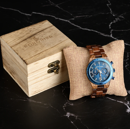 BOBO BIRD Montre Homme en Bois et Acier Inoxydable