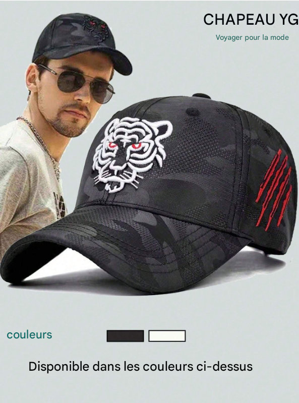 Casquette pour homme avec tête de tigre.