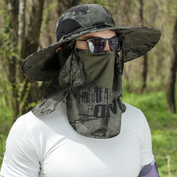Chapeau camouflage 3 en 1 avec protection UV.