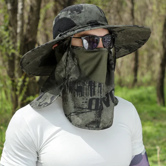 Chapeau camouflage 3 en 1 avec protection UV.