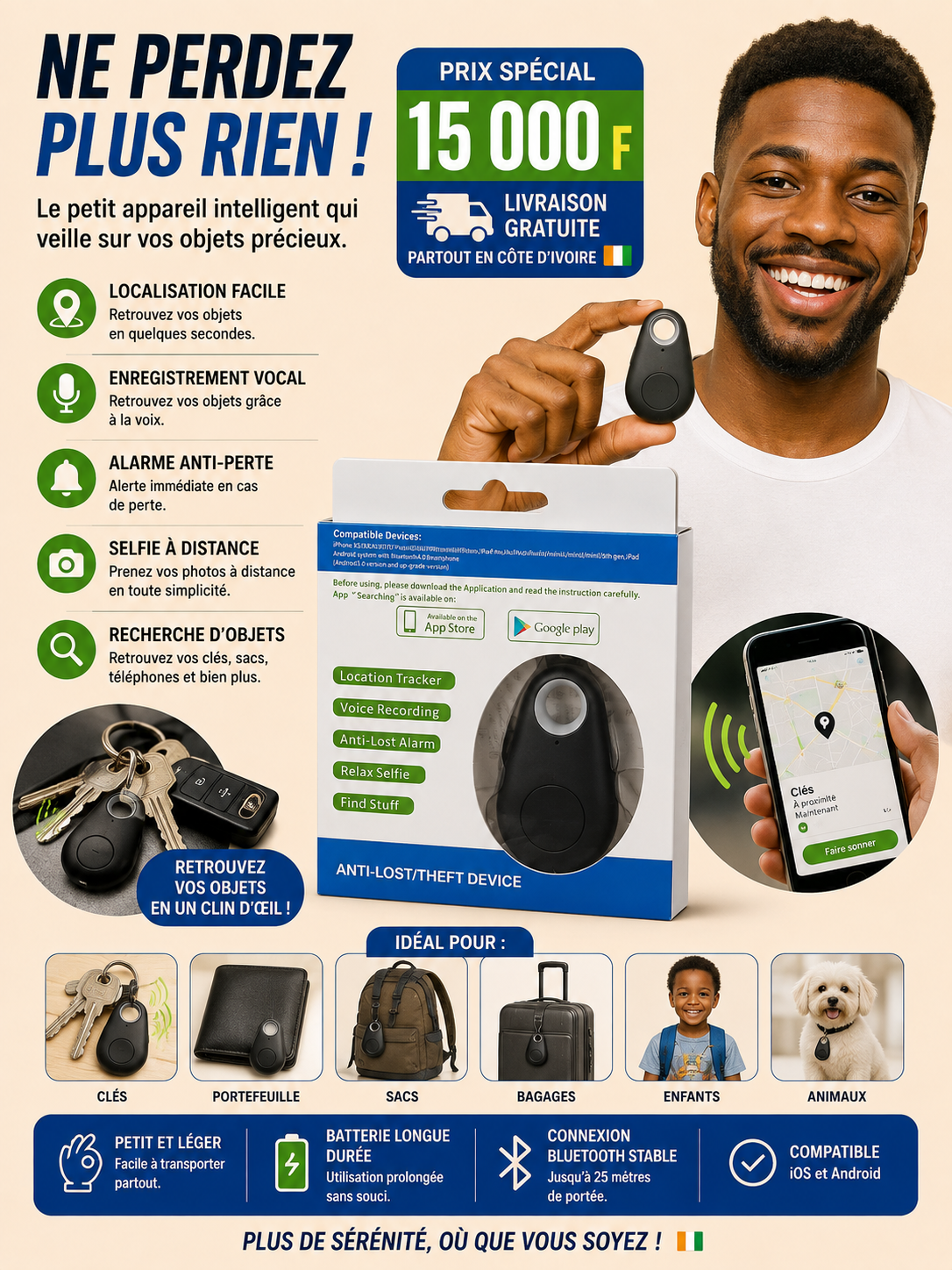 Mini Traceur Bluetooth Anti-Perte