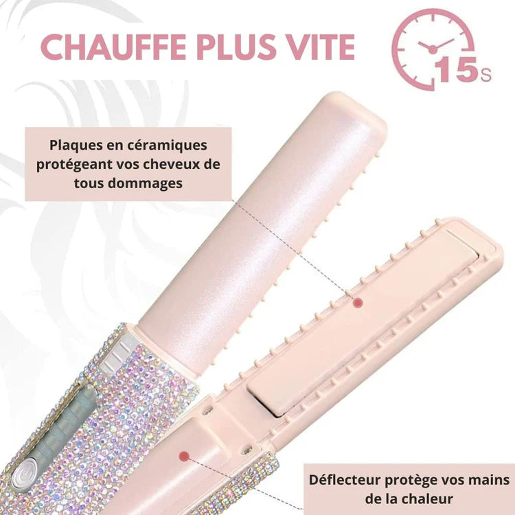 Mini lisseur à cheveux portable sans fil.