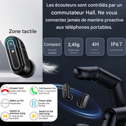 X7 TWS Montre connectée avec écouteurs sans fil intégrés.