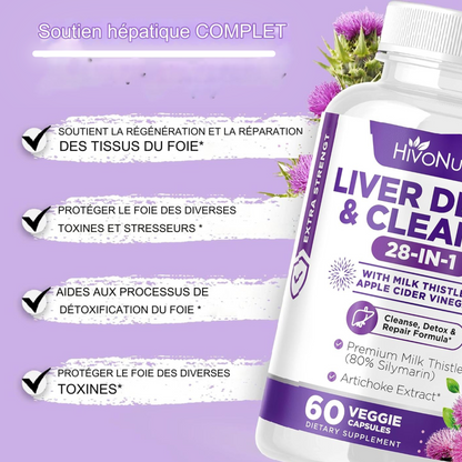 Capsules végétariennes pour nettoyer le foie et éliminer les toxines.