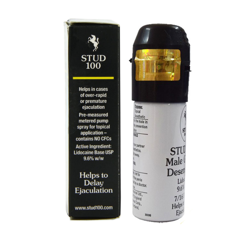 STUD 100-Spray désensibilisant génital masculin.