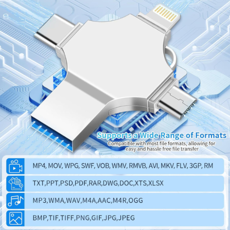 Mini clé USB en métal à double usage 4en 1.
