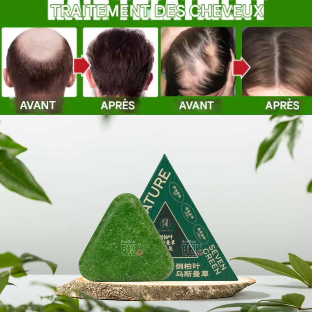 shampooing solide Seven Green “naturel & anti-chute”.