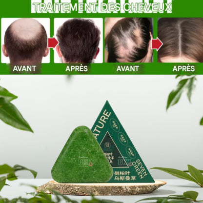 shampooing solide Seven Green “naturel & anti-chute”.