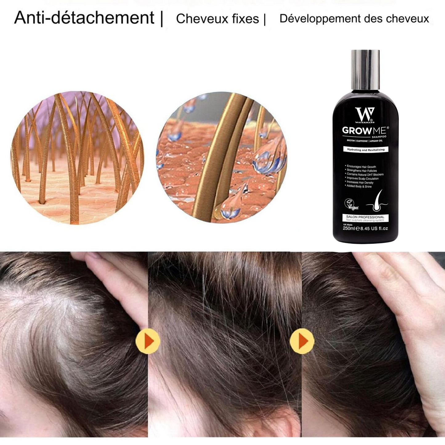 Shampoing fortifiant pour les cheveux.