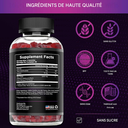 Gummies au Chardon-Marie 1000 mg Sans Sucre. Burkina
