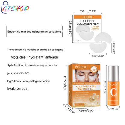 Kit Film de Collagène Soluble Coréen associé au Spray Facial à la Vitamine C