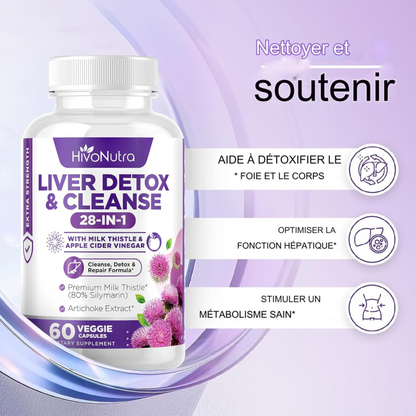 Capsules végétariennes pour nettoyer le foie et éliminer les toxines.