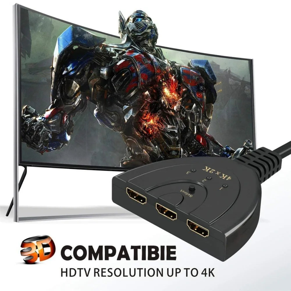 Commutateur HDMI 4K à 3 ports.