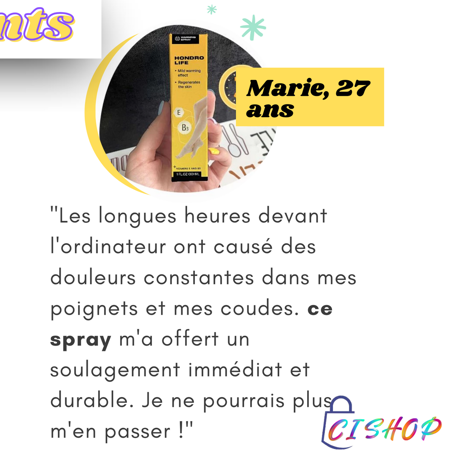 Spray anti gonflement et douleur