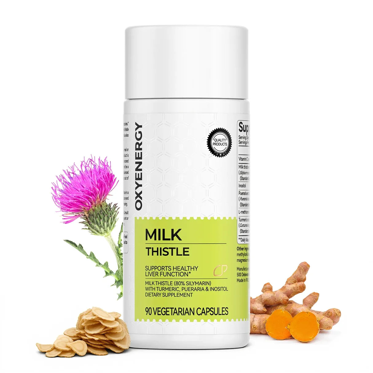 OXYENERGY Milk Thistle – Soutien du Foie au Chardon-Marie, Silymarine & Curcuma – 90 Capsules
