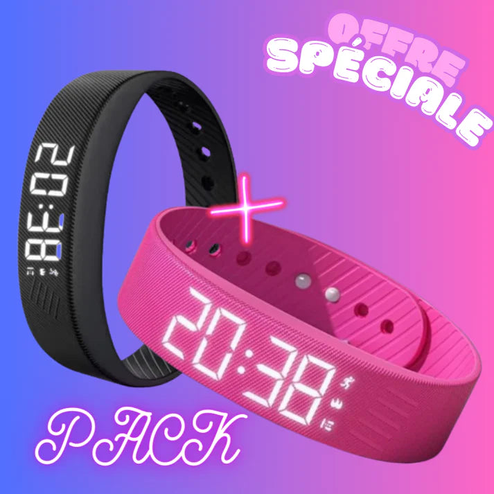 Pack de deux bracelets de sport intelligents.