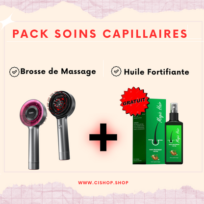 Brosse de Massage + Huile Fortifiante Offerte.