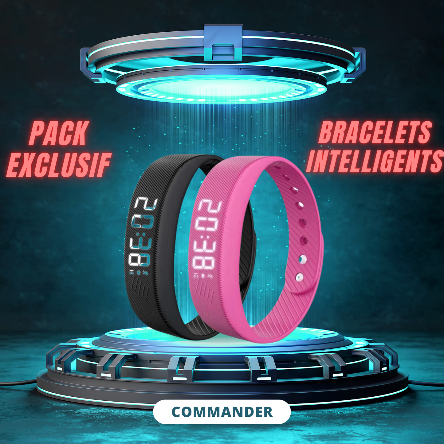 Pack de deux bracelets de sport intelligents.