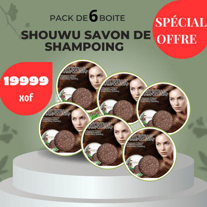 Pack de 6 savons shampoing anti-grisonnement.