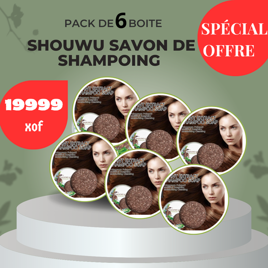 Pack de 6 savons shampoing anti-grisonnement.