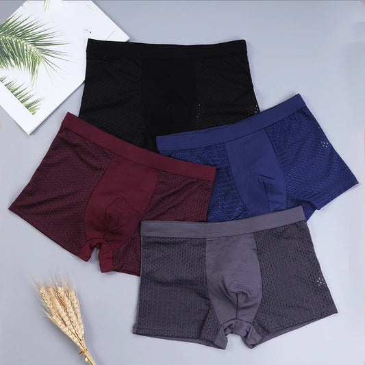 Collection de 4 boxers homme en fibre de bambou.