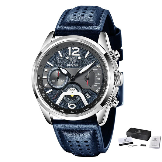 BENYAR 5171M Chronographe Montre-bracelet de luxe pour homme Quartz.