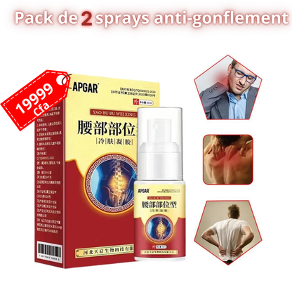Pack de deux sprays anti-gonflement et anti-douleur.