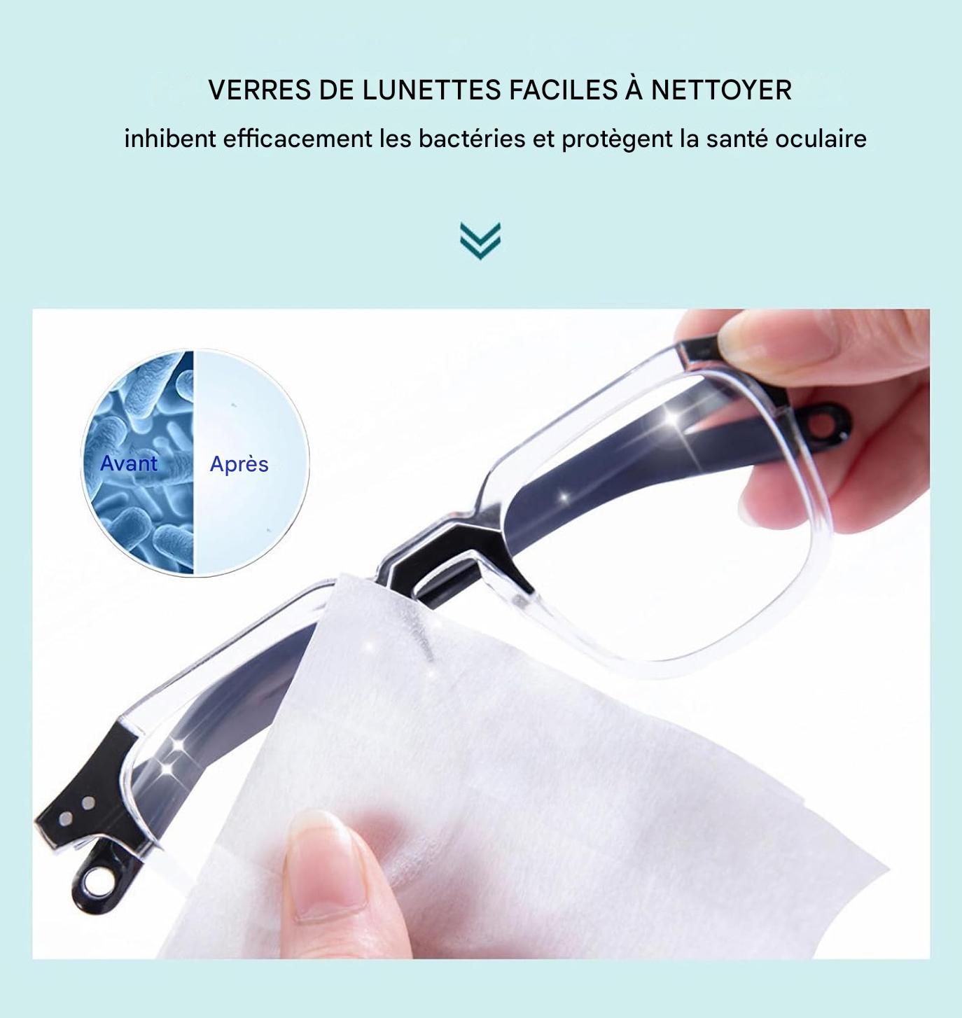 Lot de 100 Lingettes Nettoyantes pour Lunettes.