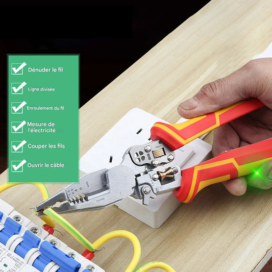 Pince Multifonction Électricien avec Détecteur de Tension Intégré.