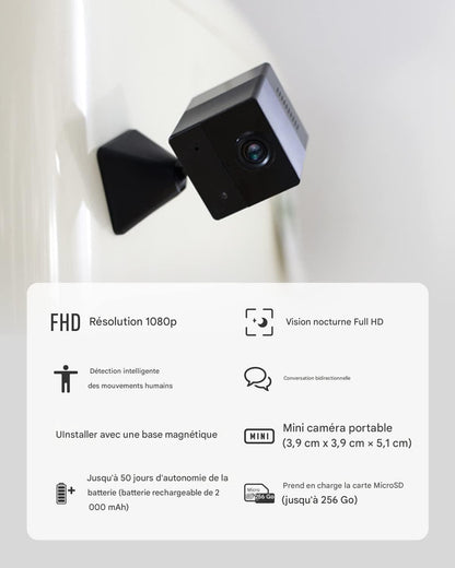 Mini Caméra IP Wi-Fi BC2 – Sécurité Discrète, Autonomie Maximale.