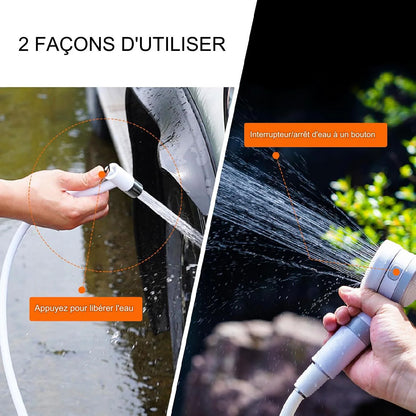 Douche portative extérieure polyvalente.