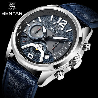 BENYAR 5171M Chronographe Montre-bracelet de luxe pour homme Quartz.