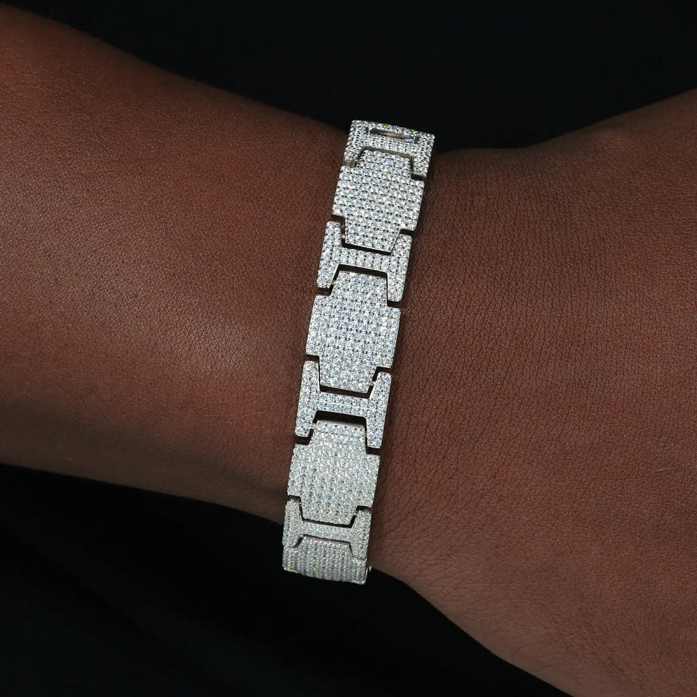 Bracelet Homme Luxe– Argent & Pavé de Zircons ✨