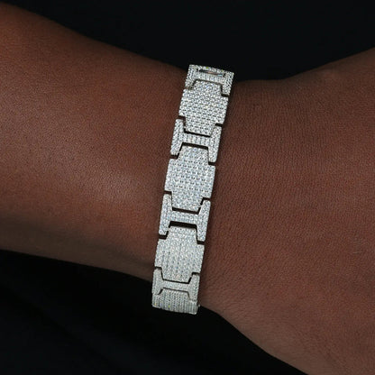 Bracelet Homme Luxe– Argent & Pavé de Zircons ✨