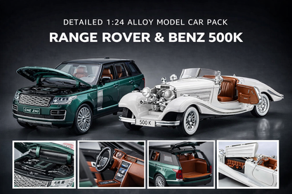 Pack Voitures Miniatures Luxe 1:24 Mercede Benz 500K+Land Rover Range Rover