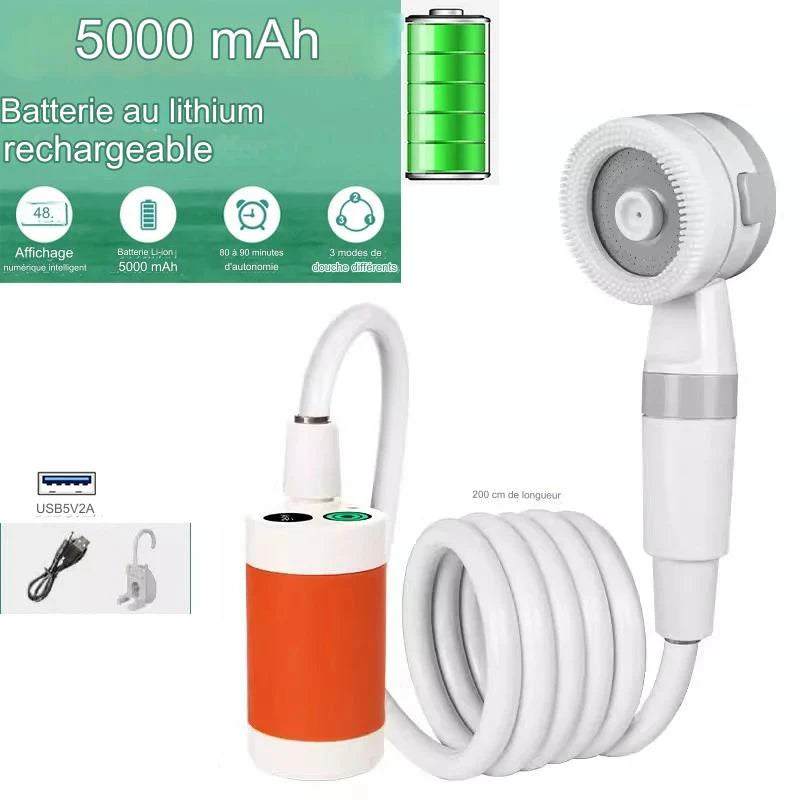 Douche portative extérieure polyvalente.