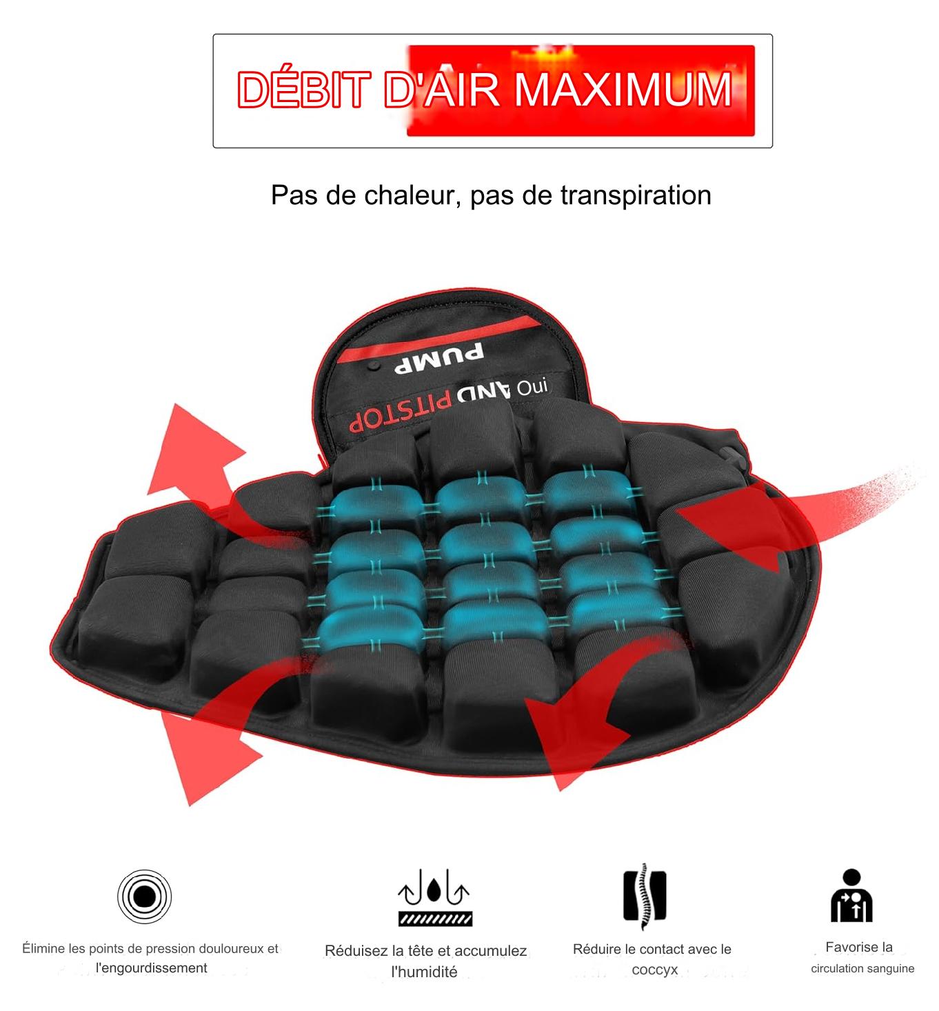 Coussin de siège pneumatique pour moto.