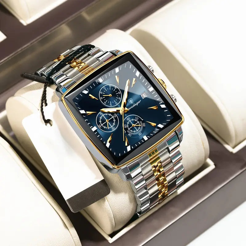 Montre de Luxe Homme – Élégance Carrée, Précision Infinie