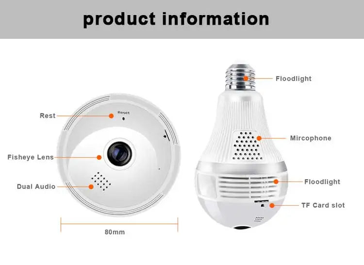 Caméra Ampoule Panoramique WiFi 360° HD