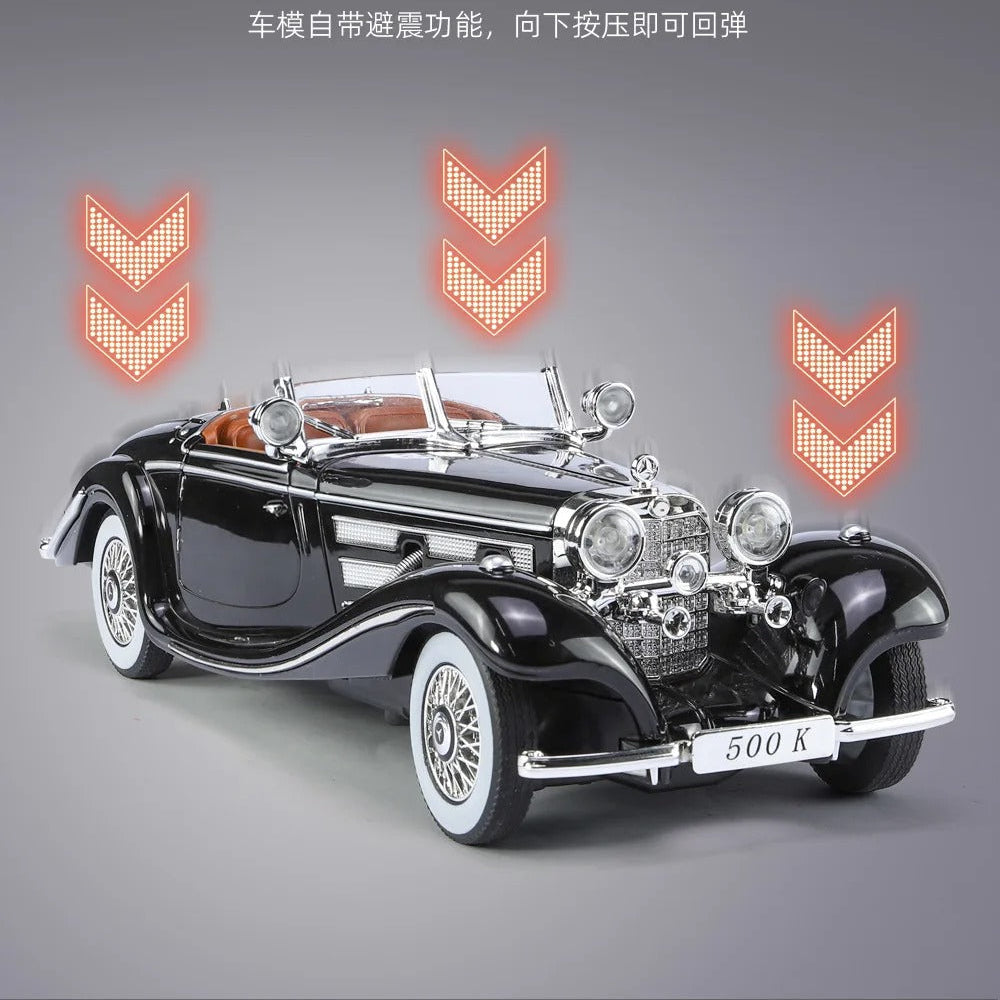 Modèle réduit de voiture Benz 500K en métal moulé sous pression à l'échelle 1:24.