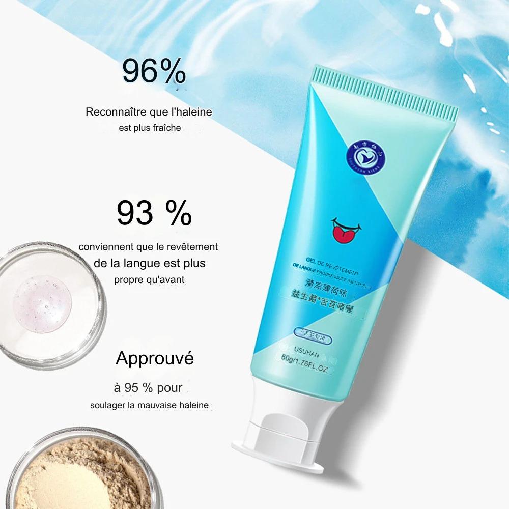 Gel Nettoyant pour la Langue à la Menthe + Brosse Gratte-Langue.