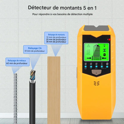 Détecteur de montants 5 en 1 avec écran LCD.